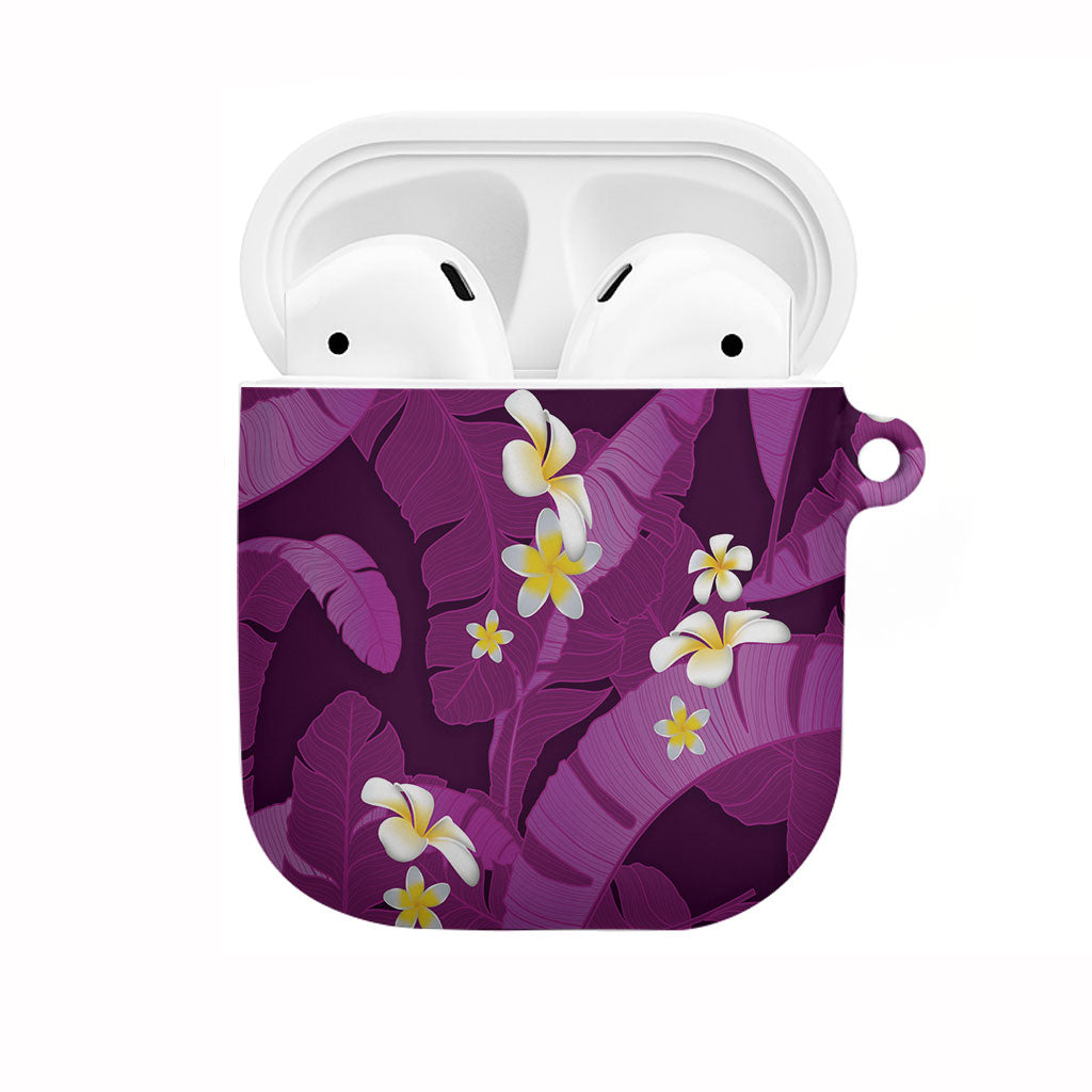 Purple Banana Leaf Hawaii AirPods Case Lau Maia Plumeria Tropical Summer Vibes