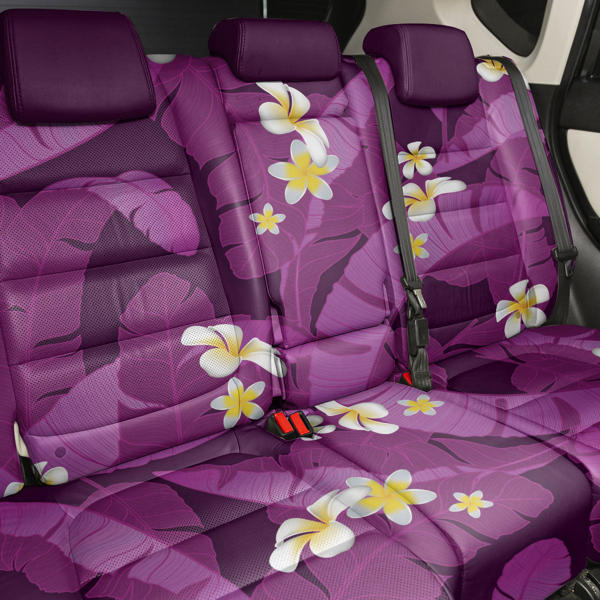 Purple Banana Leaf Hawaii Back Car Seat Cover Lau Maia Plumeria Tropical Summer Vibes