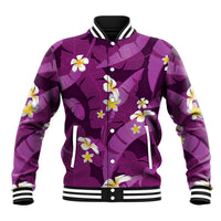 Purple Banana Leaf Hawaii Baseball Jacket Lau Maia Plumeria Tropical Summer Vibes