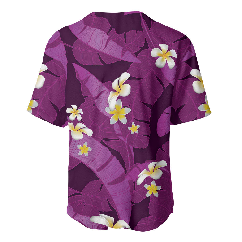 Purple Banana Leaf Hawaii Baseball Jersey Lau Maia Plumeria Tropical Summer Vibes