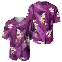 Purple Banana Leaf Hawaii Baseball Jersey Lau Maia Plumeria Tropical Summer Vibes