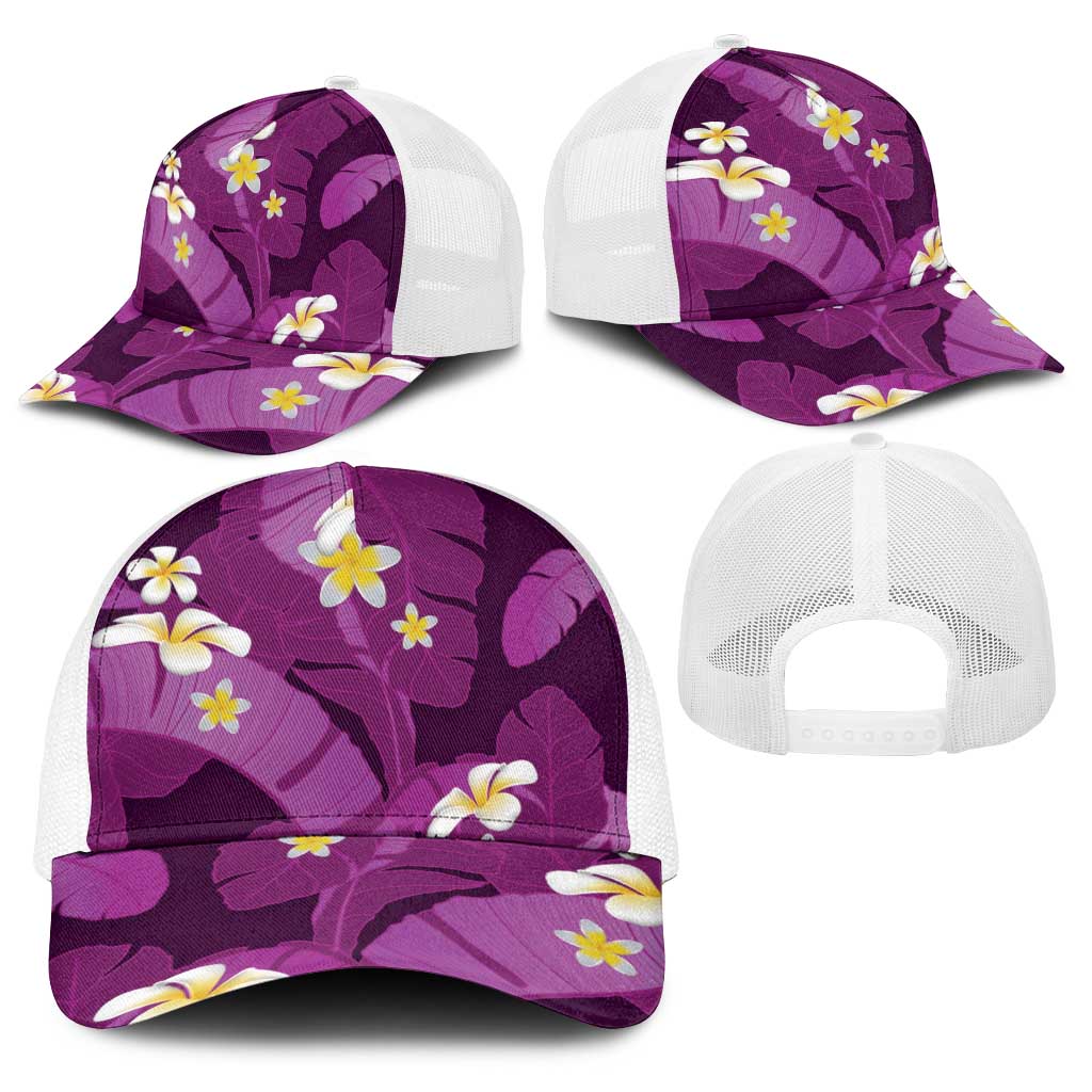 Purple Banana Leaf Hawaii Baseball Net Cap Lau Maia Plumeria Tropical Summer Vibes