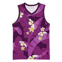 Purple Banana Leaf Hawaii Basketball Jersey Lau Maia Plumeria Tropical Summer Vibes
