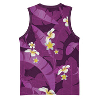 Purple Banana Leaf Hawaii Basketball Jersey Lau Maia Plumeria Tropical Summer Vibes