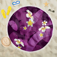 Purple Banana Leaf Hawaii Beach Blanket Lau Maia Plumeria Tropical Summer Vibes