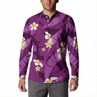 Purple Banana Leaf Hawaii Button Sweatshirt Lau Maia Plumeria Tropical Summer Vibes