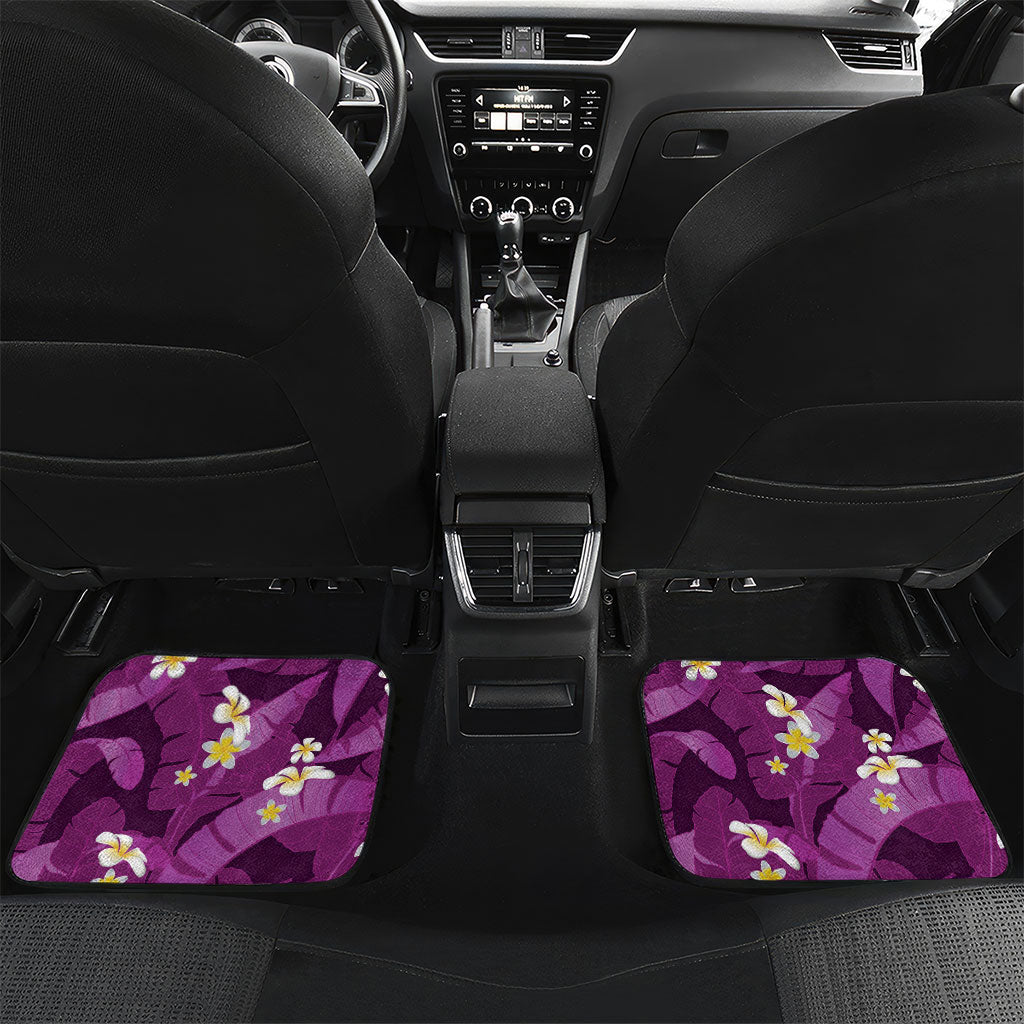 Purple Banana Leaf Hawaii Car Mats Lau Maia Plumeria Tropical Summer Vibes