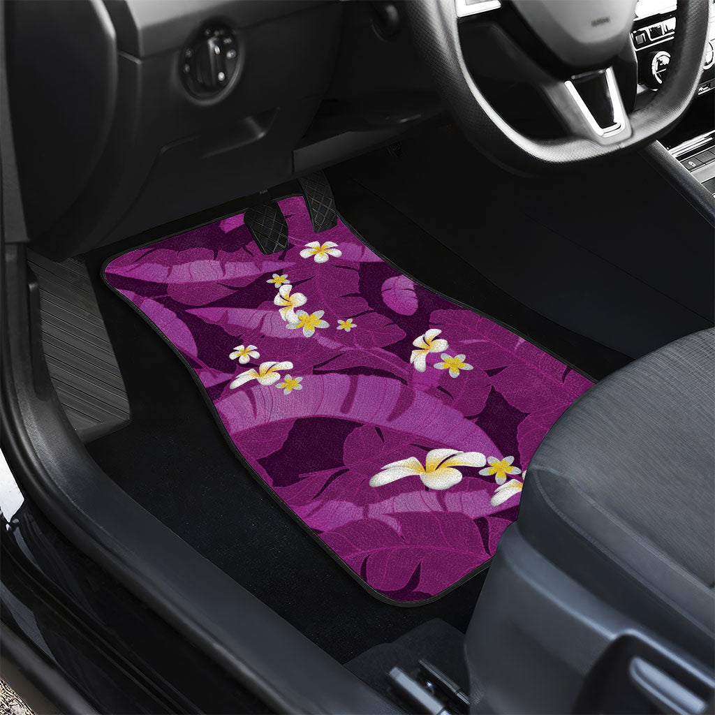 Purple Banana Leaf Hawaii Car Mats Lau Maia Plumeria Tropical Summer Vibes
