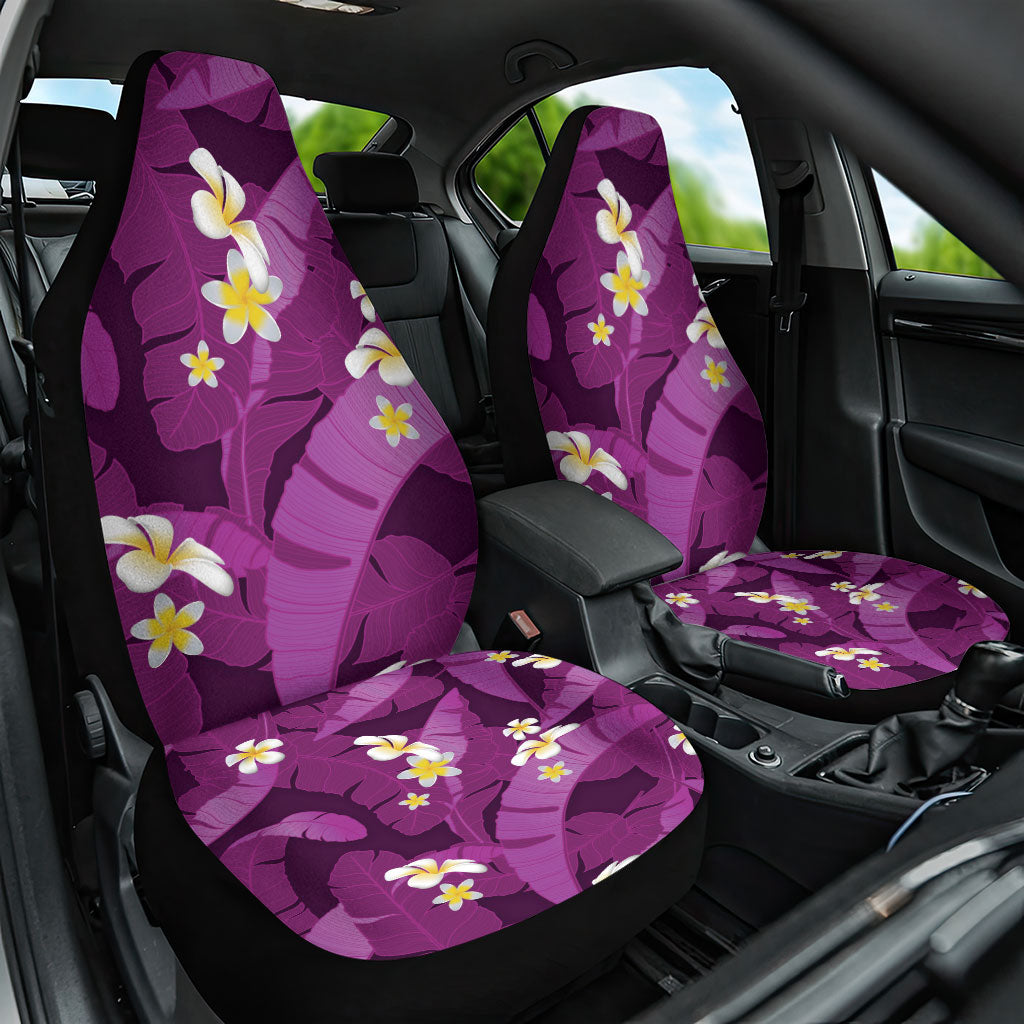Purple Banana Leaf Hawaii Car Seat Cover Lau Maia Plumeria Tropical Summer Vibes