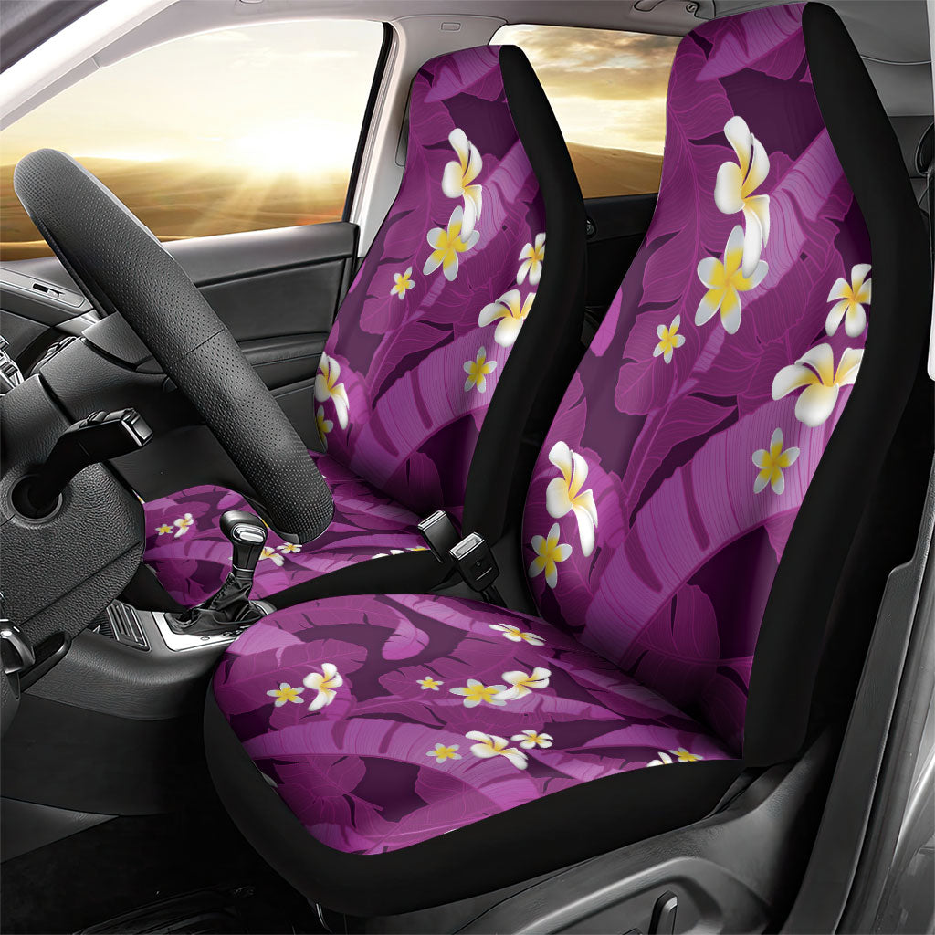 Purple Banana Leaf Hawaii Car Seat Cover Lau Maia Plumeria Tropical Summer Vibes