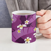 Purple Banana Leaf Hawaii Ceramic Mug Lau Maia Plumeria Tropical Summer Vibes