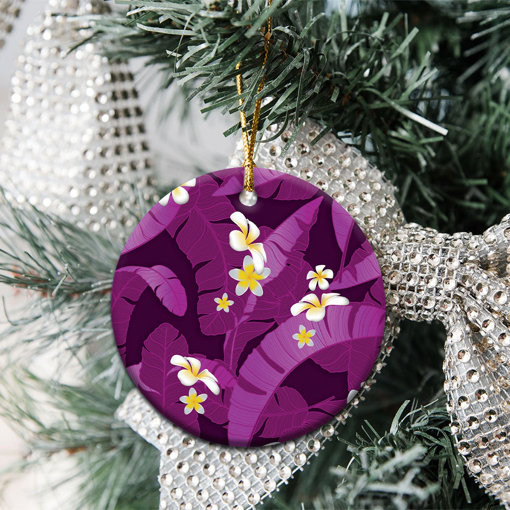 Purple Banana Leaf Hawaii Ceramic Ornament Lau Maia Plumeria Tropical Summer Vibes LT14 - Polynesian Pride