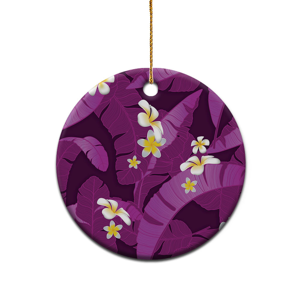 Purple Banana Leaf Hawaii Ceramic Ornament Lau Maia Plumeria Tropical Summer Vibes LT14 - Polynesian Pride