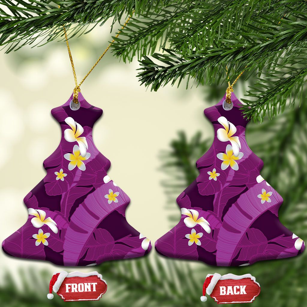 Purple Banana Leaf Hawaii Ceramic Ornament Lau Maia Plumeria Tropical Summer Vibes LT14 Christmas Tree Purple - Polynesian Pride
