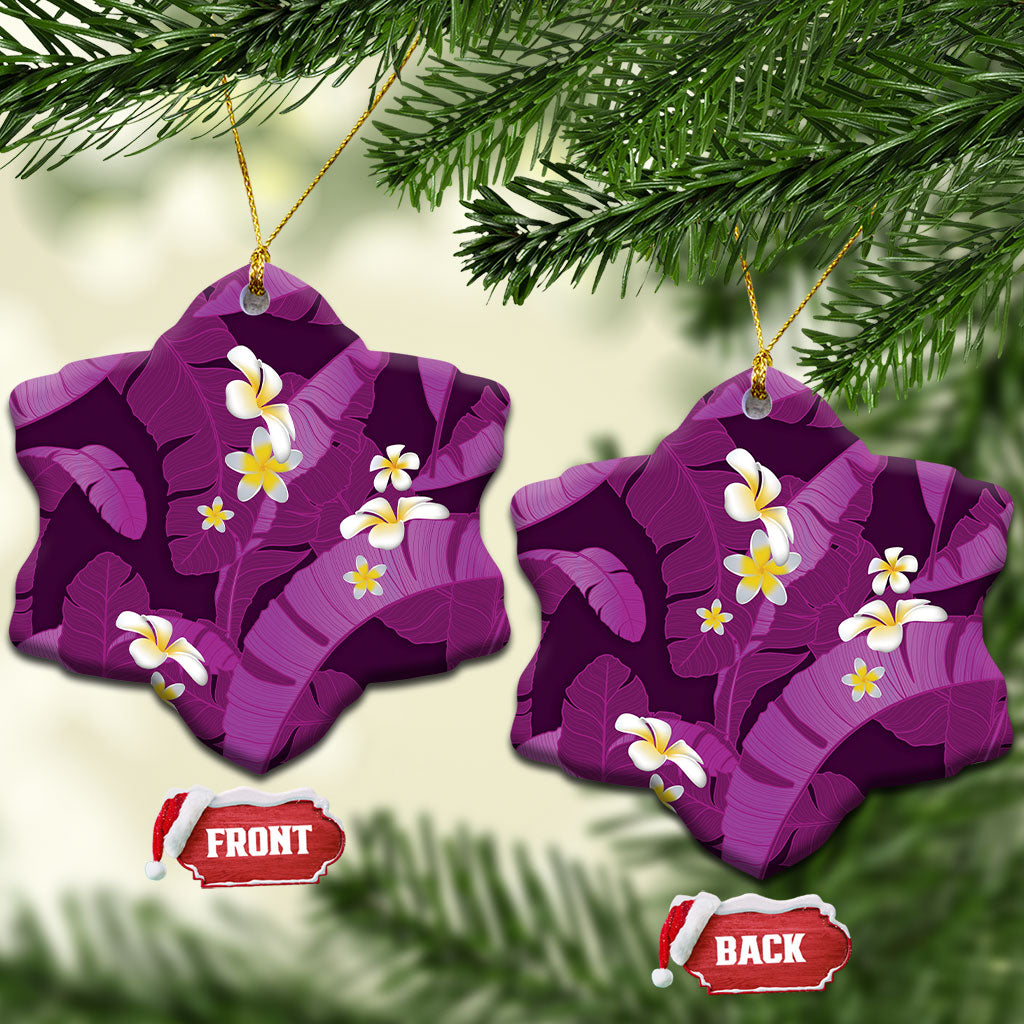 Purple Banana Leaf Hawaii Ceramic Ornament Lau Maia Plumeria Tropical Summer Vibes LT14 Snow Flake Purple - Polynesian Pride