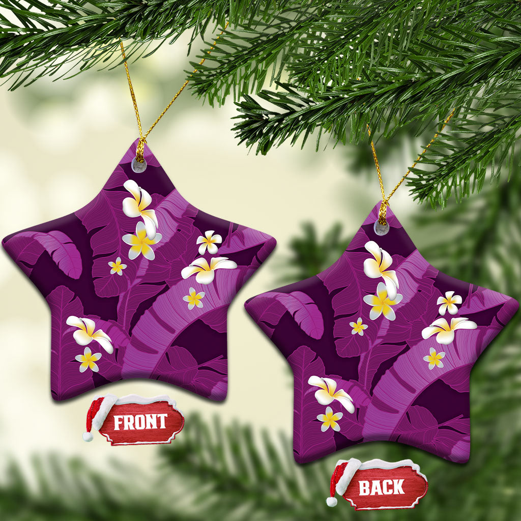 Purple Banana Leaf Hawaii Ceramic Ornament Lau Maia Plumeria Tropical Summer Vibes LT14 Star Purple - Polynesian Pride