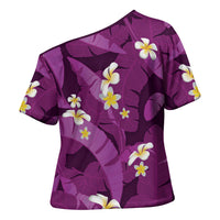 Purple Banana Leaf Hawaii Cross Shoulder Shirt Lau Maia Plumeria Tropical Summer Vibes