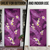Purple Banana Leaf Hawaii Door Cover Lau Maia Plumeria Tropical Summer Vibes