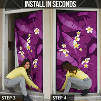 Purple Banana Leaf Hawaii Door Cover Lau Maia Plumeria Tropical Summer Vibes