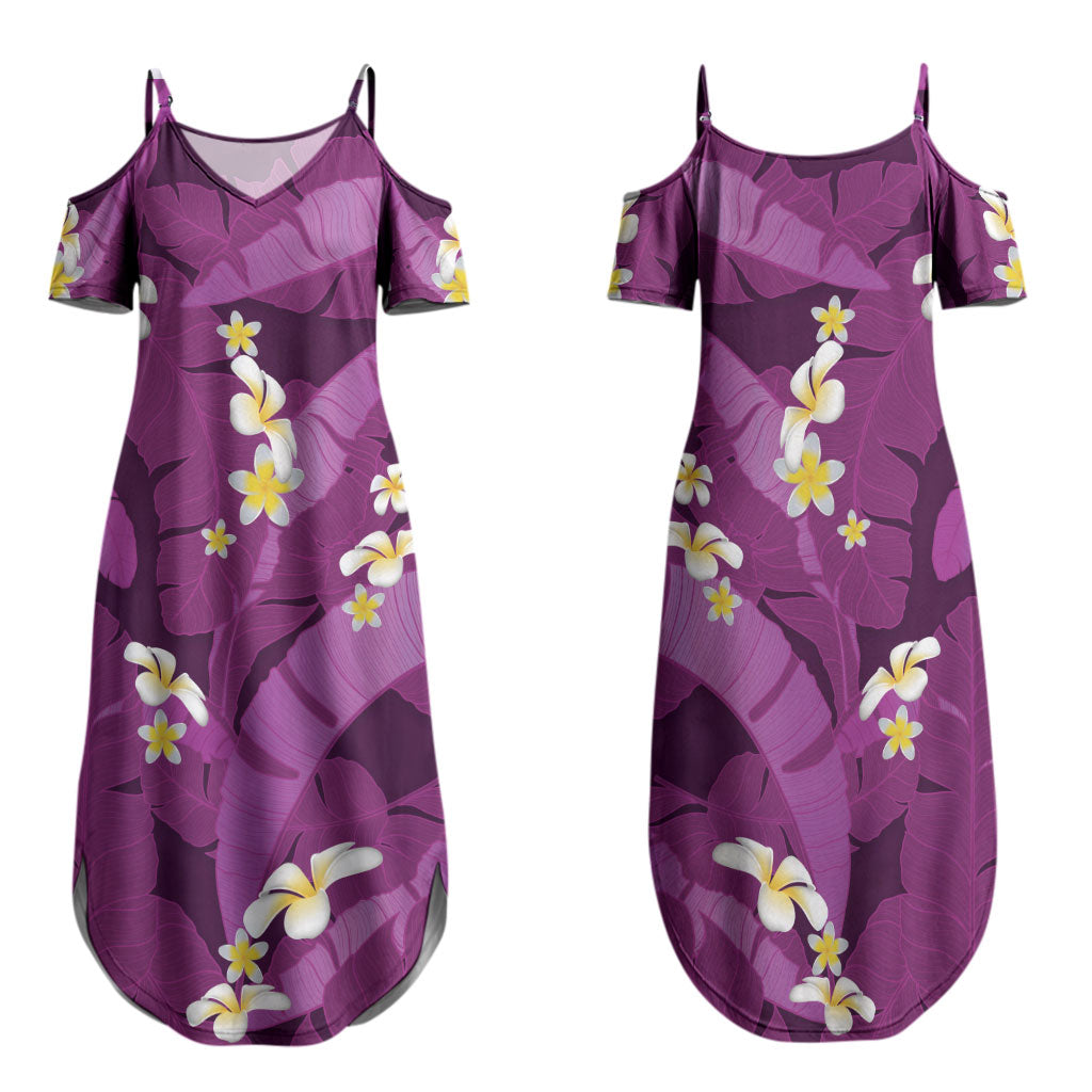 Purple Banana Leaf Hawaii Family Matching Summer Maxi Dress and Hawaiian Shirt Lau Maia Plumeria Tropical Summer Vibes