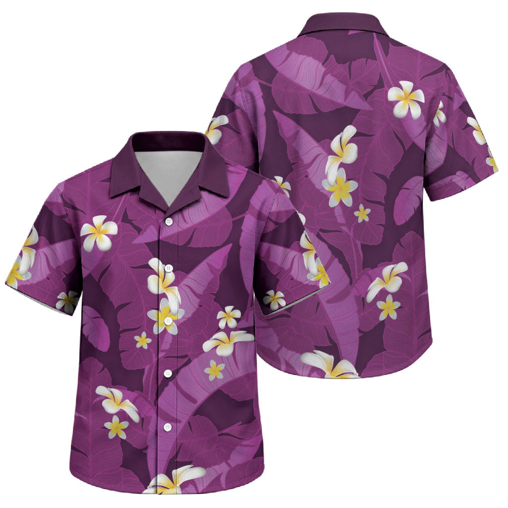 Purple Banana Leaf Hawaii Family Matching Summer Maxi Dress and Hawaiian Shirt Lau Maia Plumeria Tropical Summer Vibes