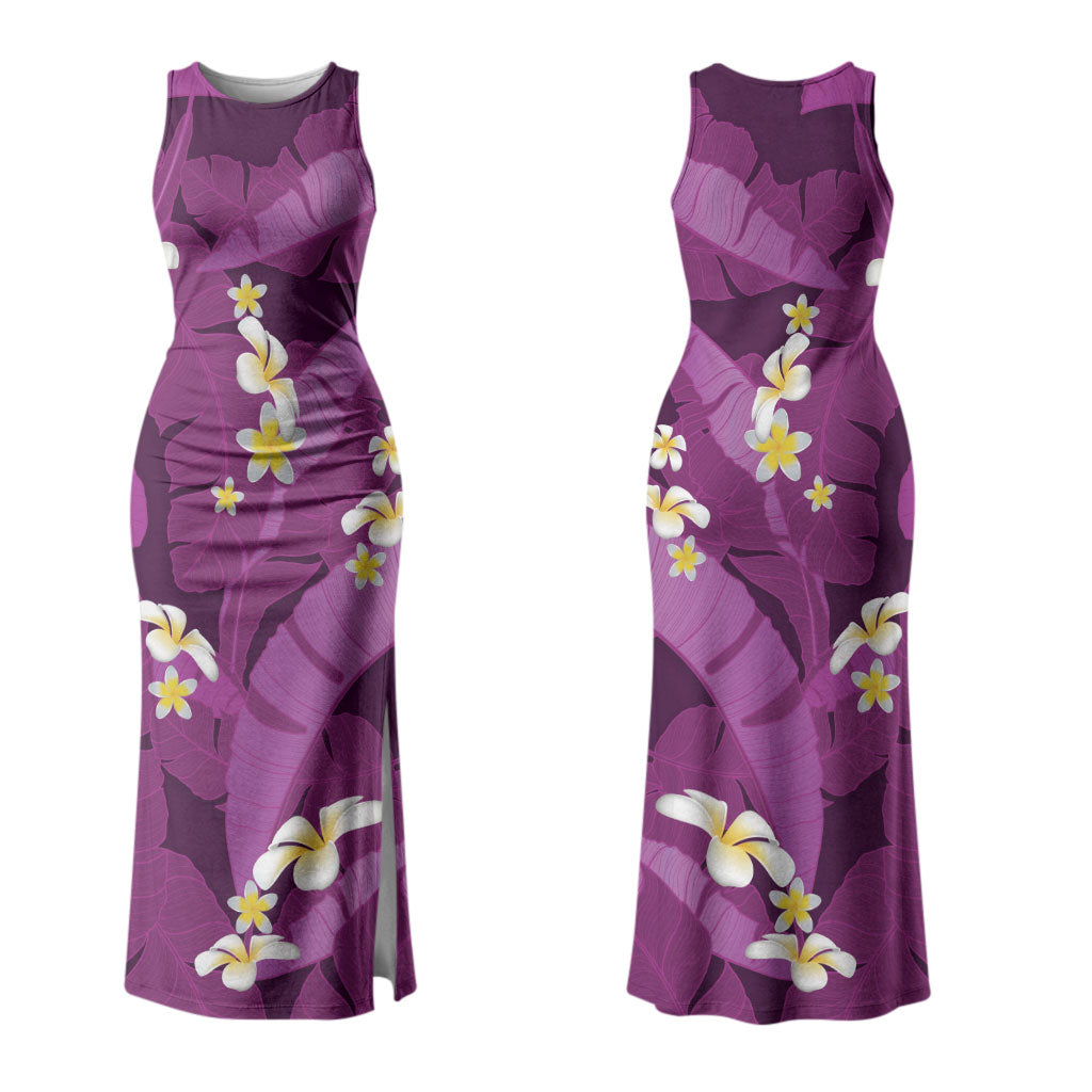 Purple Banana Leaf Hawaii Family Matching Tank Maxi Dress and Hawaiian Shirt Lau Maia Plumeria Tropical Summer Vibes