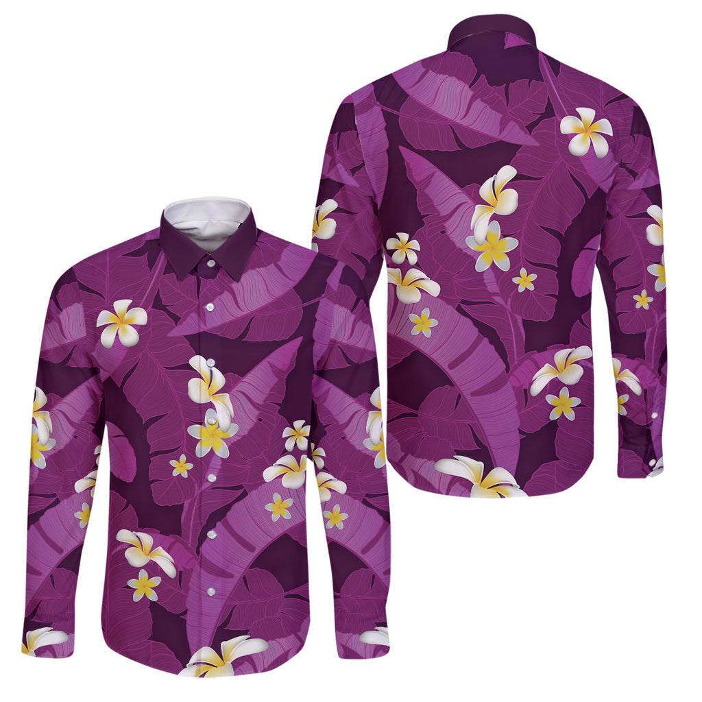 Purple Banana Leaf Hawaii Family Matching Tank Maxi Dress and Hawaiian Shirt Lau Maia Plumeria Tropical Summer Vibes
