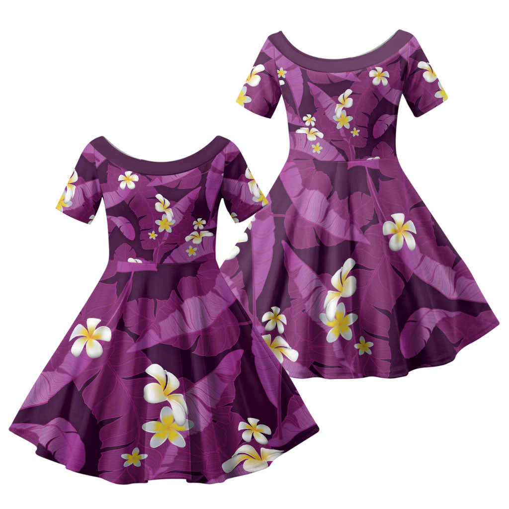 Purple Banana Leaf Hawaii Family Matching Tank Maxi Dress and Hawaiian Shirt Lau Maia Plumeria Tropical Summer Vibes