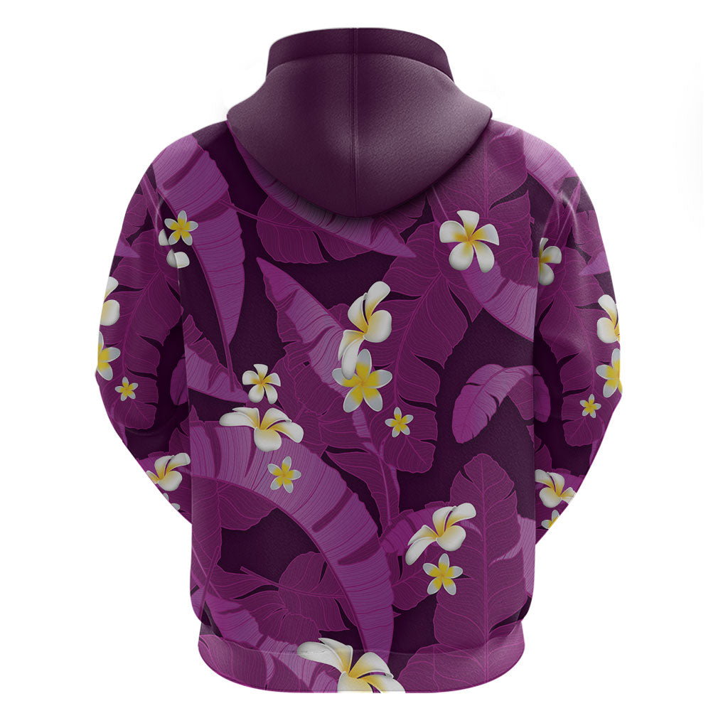 Purple Banana Leaf Hawaii Hoodie Lau Maia Plumeria Tropical Summer Vibes