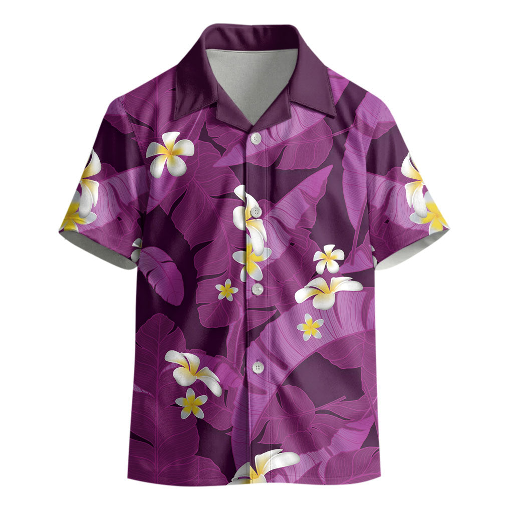 Purple Banana Leaf Hawaii Kid Hawaiian Shirt Lau Maia Plumeria Tropical Summer Vibes