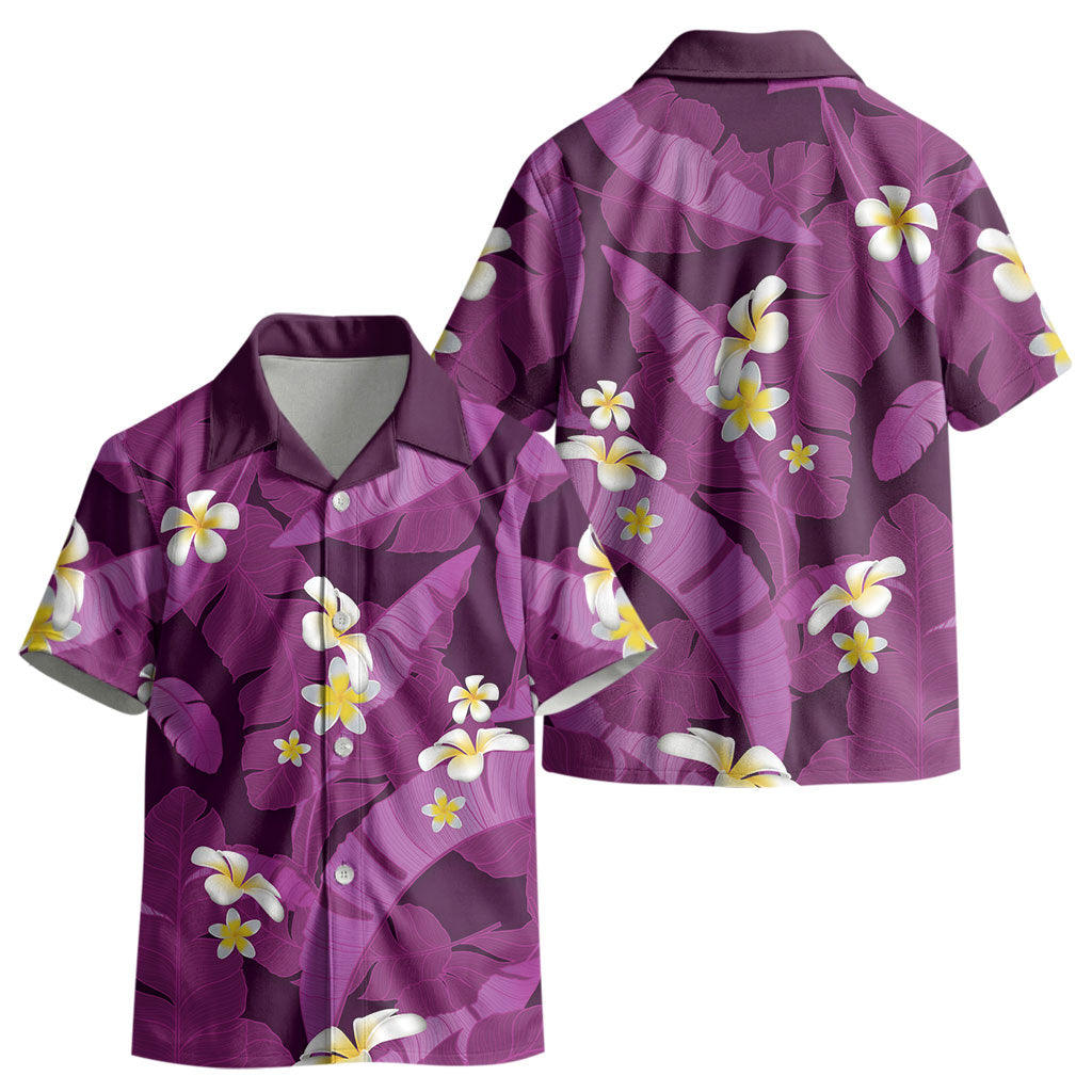 Purple Banana Leaf Hawaii Kid Hawaiian Shirt Lau Maia Plumeria Tropical Summer Vibes
