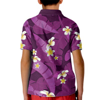 Purple Banana Leaf Hawaii Kid Polo Shirt Lau Maia Plumeria Tropical Summer Vibes