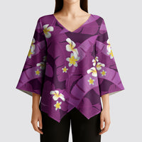 Purple Banana Leaf Hawaii Kimono Sleeve Blouse Lau Maia Plumeria Tropical Summer Vibes