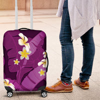 Purple Banana Leaf Hawaii Luggage Cover Lau Maia Plumeria Tropical Summer Vibes