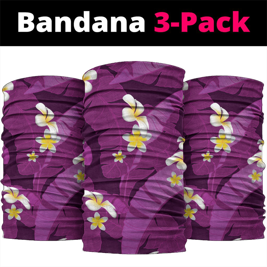 Purple Banana Leaf Hawaii Neck Gaiter Lau Maia Plumeria Tropical Summer Vibes