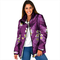 Purple Banana Leaf Hawaii Padded Jacket Lau Maia Plumeria Tropical Summer Vibes