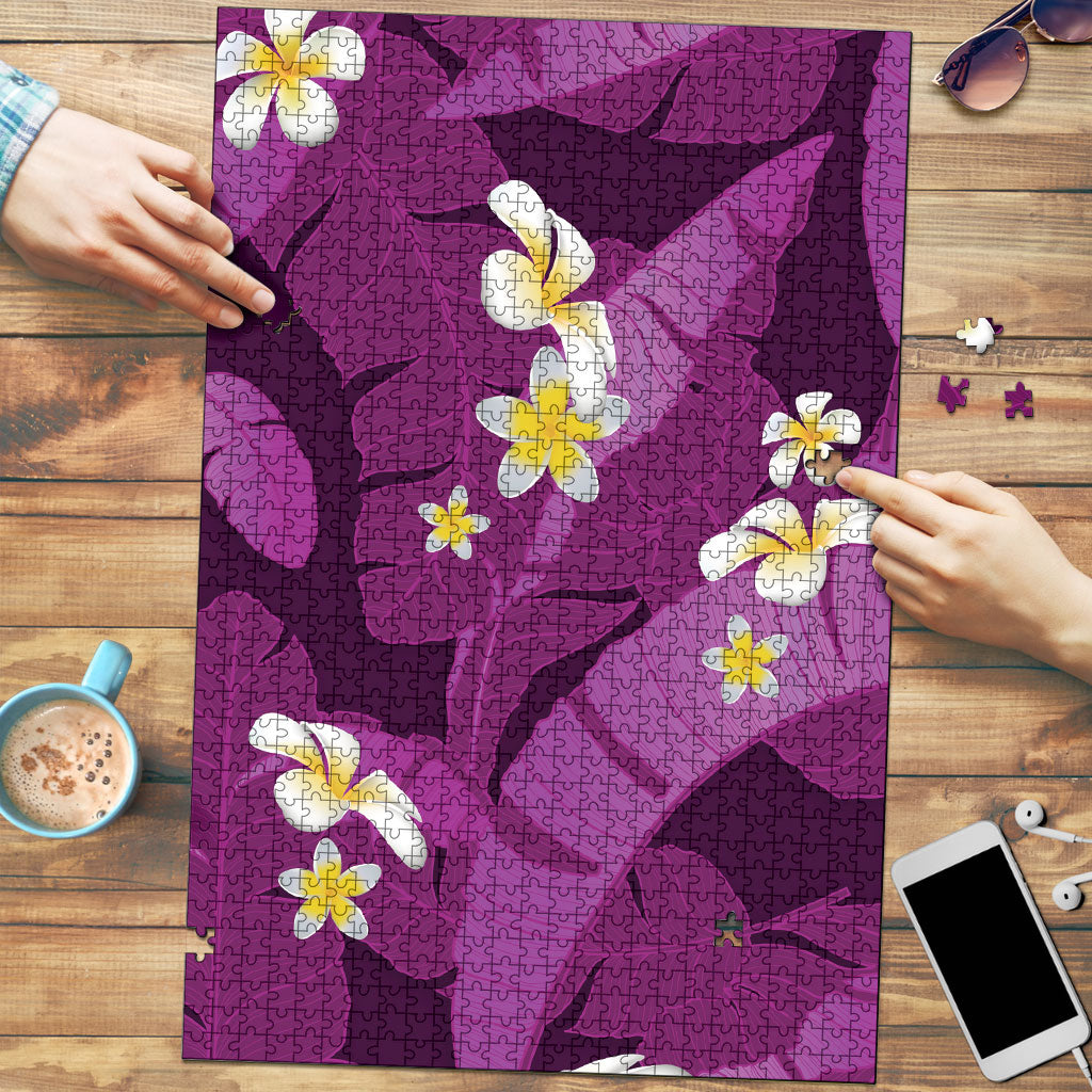 Purple Banana Leaf Hawaii Puzzle Lau Maia Plumeria Tropical Summer Vibes