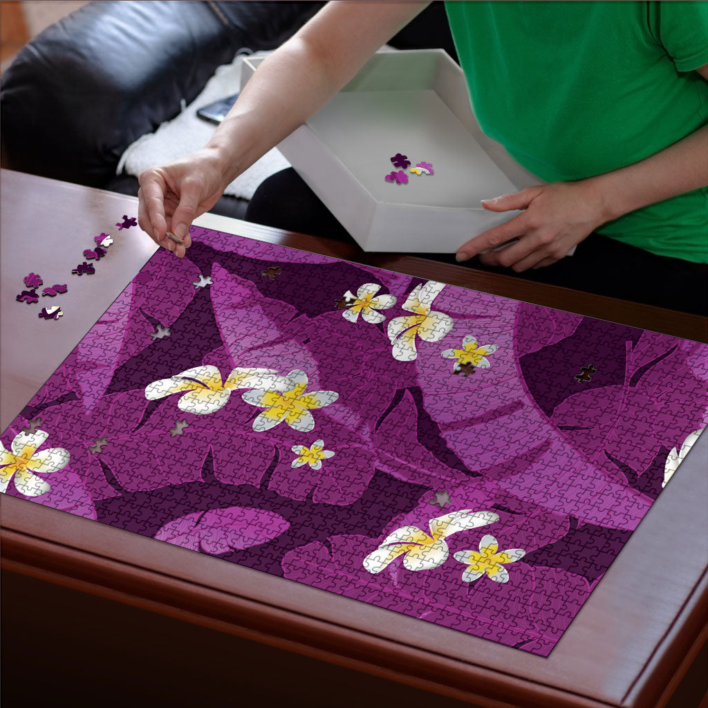 Purple Banana Leaf Hawaii Puzzle Lau Maia Plumeria Tropical Summer Vibes