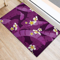 Purple Banana Leaf Hawaii Rubber Doormat Lau Maia Plumeria Tropical Summer Vibes