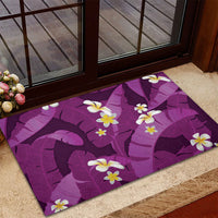 Purple Banana Leaf Hawaii Rubber Doormat Lau Maia Plumeria Tropical Summer Vibes