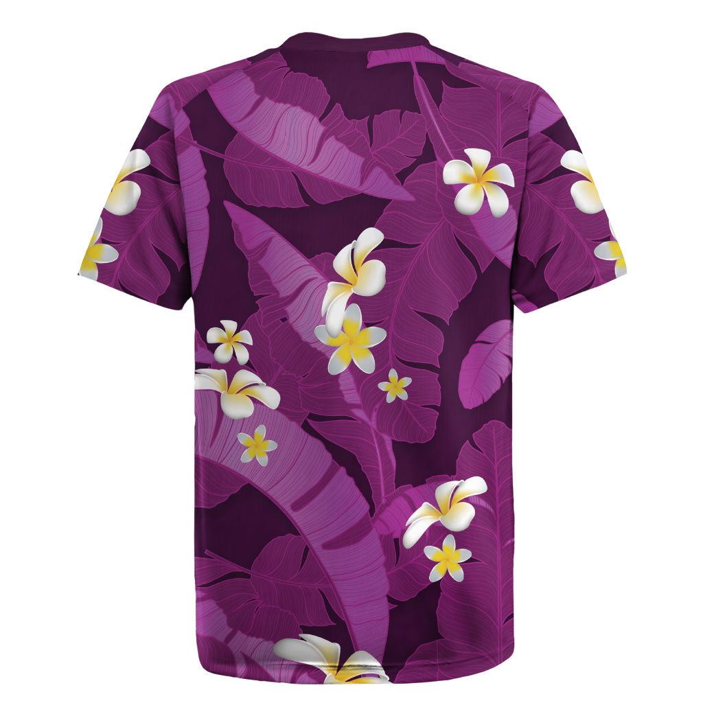 Purple Banana Leaf Hawaii Rugby Jersey Lau Maia Plumeria Tropical Summer Vibes