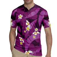 Purple Banana Leaf Hawaii Rugby Jersey Lau Maia Plumeria Tropical Summer Vibes