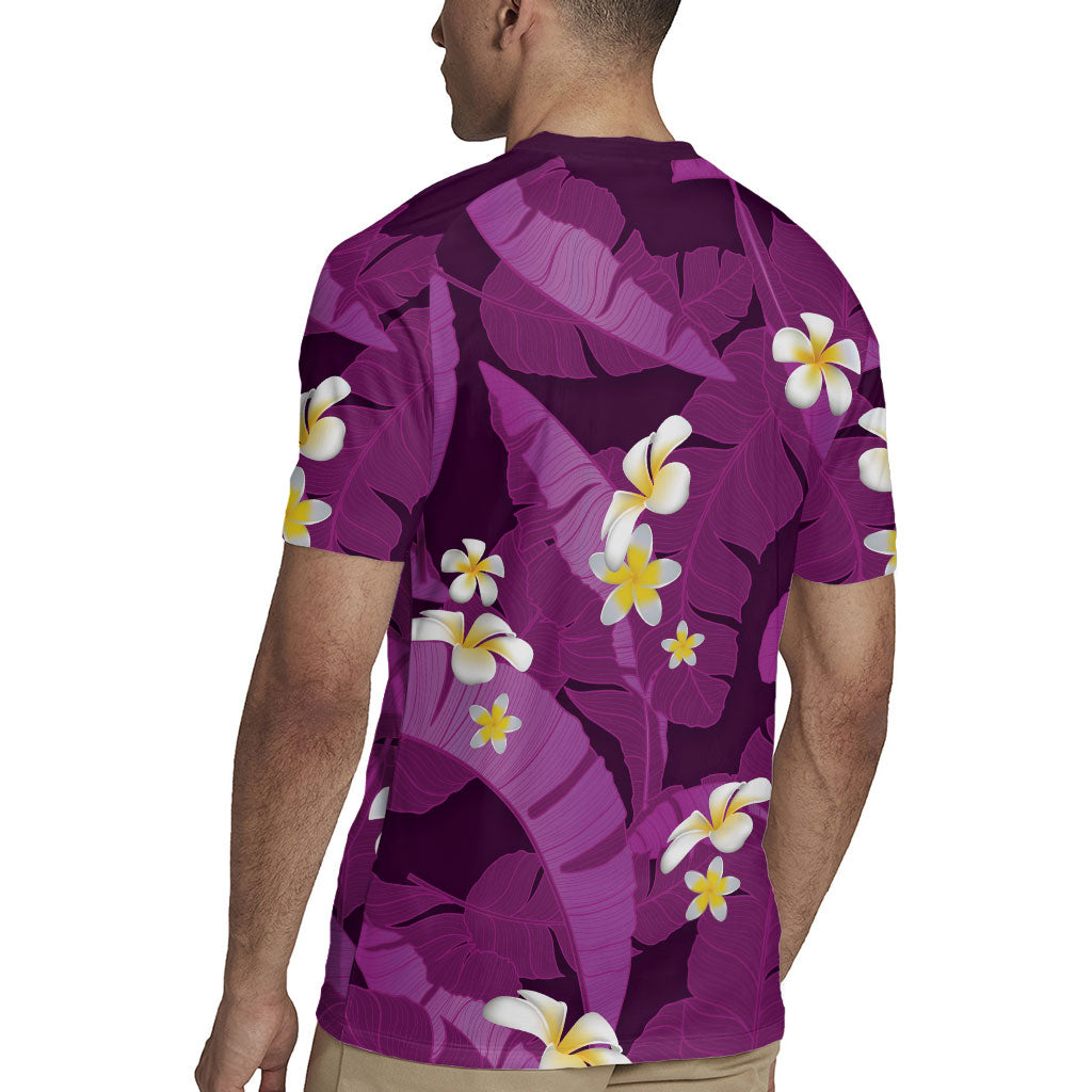 Purple Banana Leaf Hawaii Rugby Jersey Lau Maia Plumeria Tropical Summer Vibes