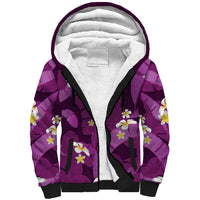 Purple Banana Leaf Hawaii Sherpa Hoodie Lau Maia Plumeria Tropical Summer Vibes