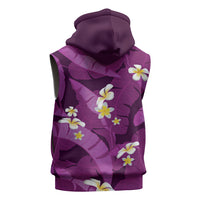 Purple Banana Leaf Hawaii Sleeveless Zip Hoodie Lau Maia Plumeria Tropical Summer Vibes