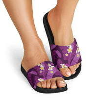 Purple Banana Leaf Hawaii Slide Sandals Lau Maia Plumeria Tropical Summer Vibes