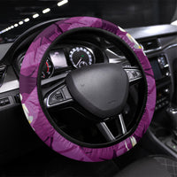 Purple Banana Leaf Hawaii Steering Wheel Cover Lau Maia Plumeria Tropical Summer Vibes