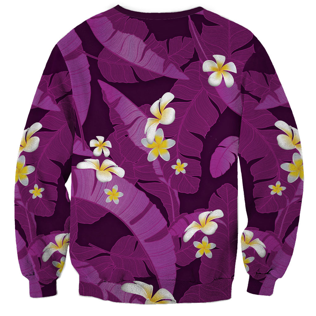 Purple Banana Leaf Hawaii Sweatshirt Lau Maia Plumeria Tropical Summer Vibes