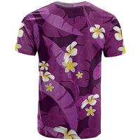 Purple Banana Leaf Hawaii T Shirt Lau Maia Plumeria Tropical Summer Vibes