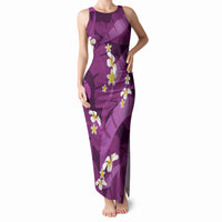 Purple Banana Leaf Hawaii Tank Maxi Dress Lau Maia Plumeria Tropical Summer Vibes
